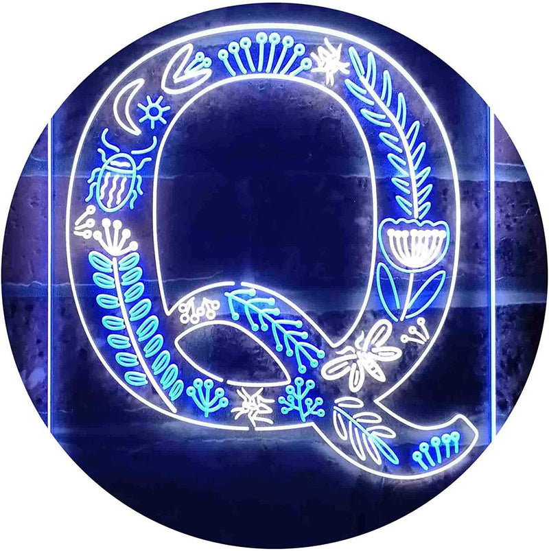 Family Name Letter Q Monogram Initial LED Light Sign - LED Gift Works