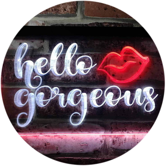 Lips Hello Gorgeous LED Light Sign - Way Up Gifts