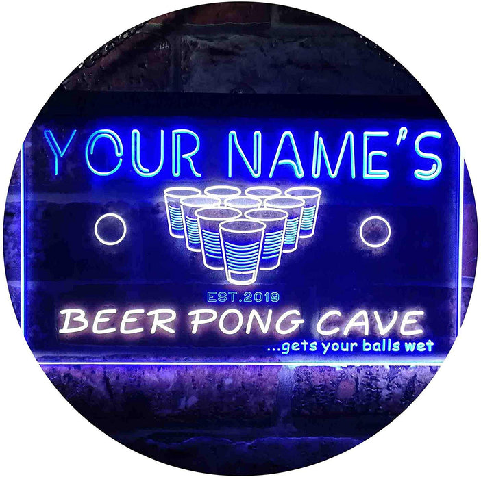 Personalized Beer Pong Man Cave LED Light Sign - Way Up Gifts