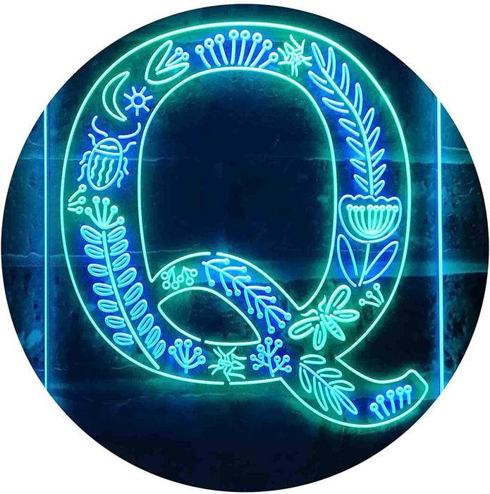 Family Name Letter Q Monogram Initial LED Light Sign - Way Up Gifts