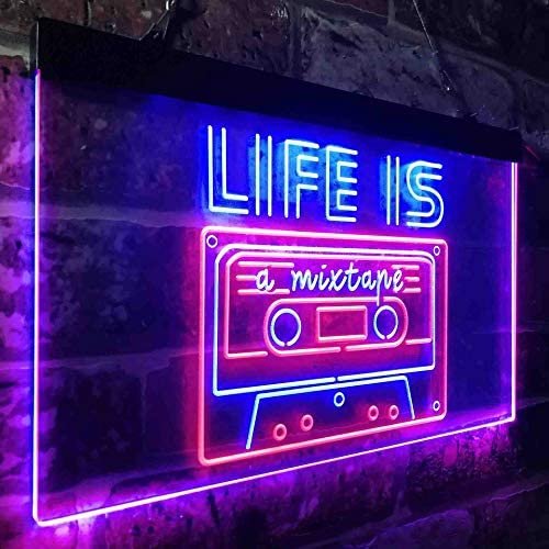 Life is a Mixtape Quotes Bedroom Decor LED Light Sign - Way Up Gifts