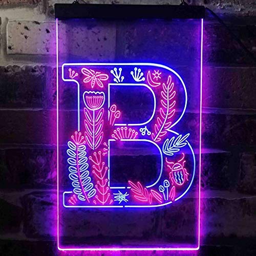 Family Name Letter B Monogram Initial LED Light Sign - Way Up Gifts