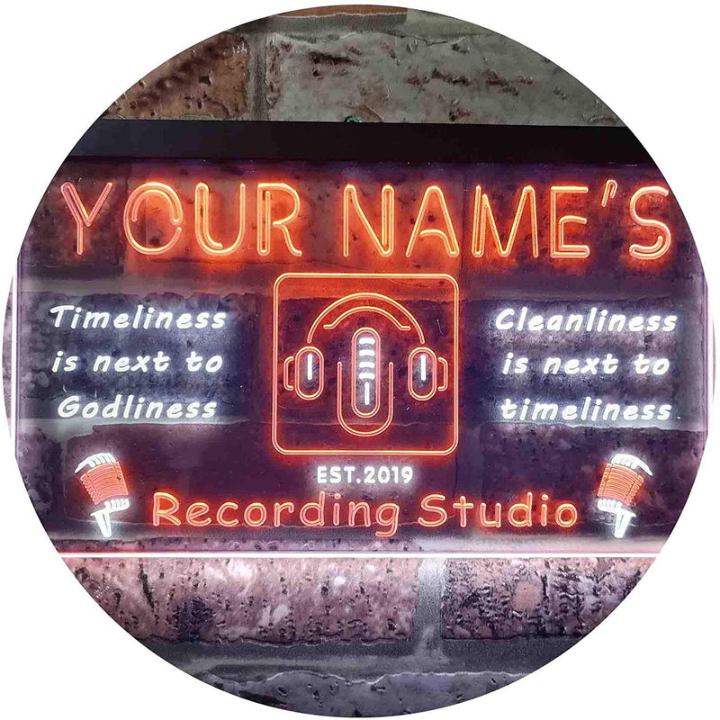 Personalized Recording Studio LED Light Sign - LED Gift Works