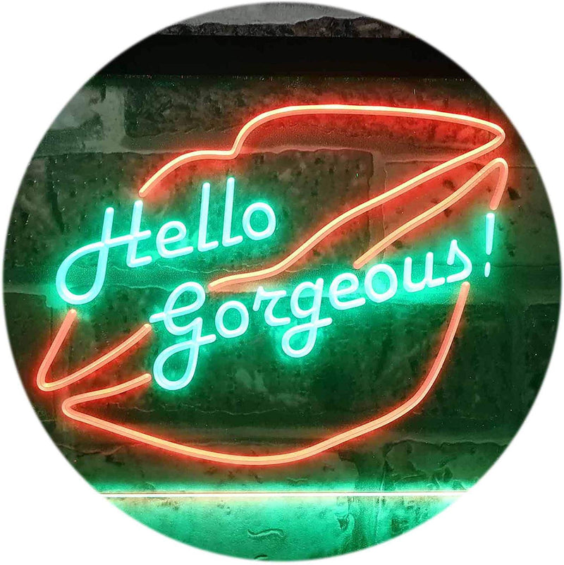 Lips Hello Gorgeous LED Light Sign - LED Gift Works