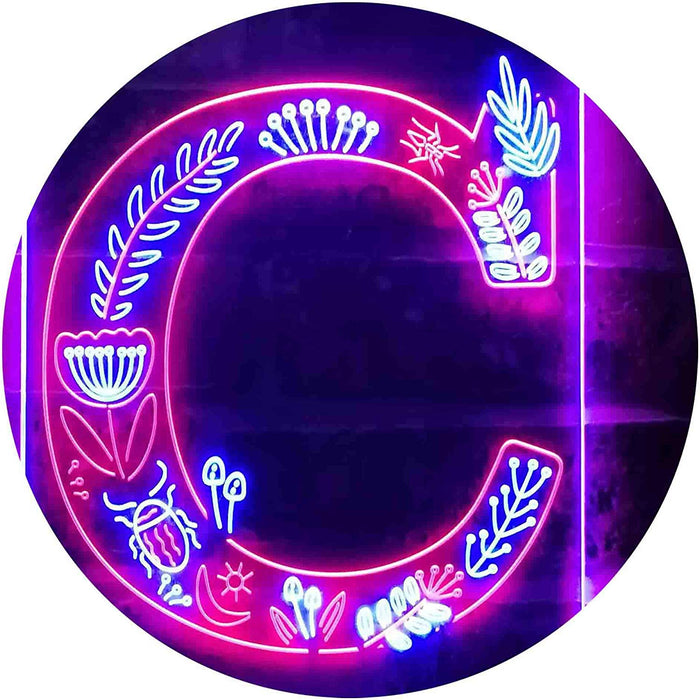 Family Name Letter C Monogram Initial LED Light Sign - Way Up Gifts