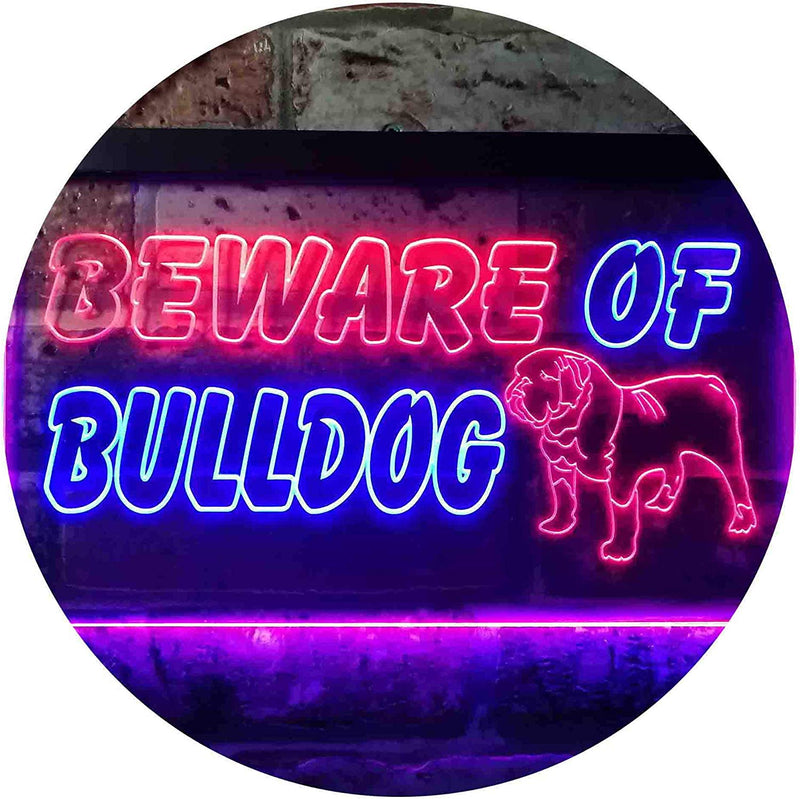 Beware of Bulldog LED Light Sign - LED Gift Works