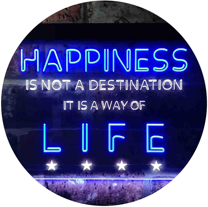 Happiness is a Way of Life Quotes Bedroom Decor LED Light Sign - Way Up Gifts