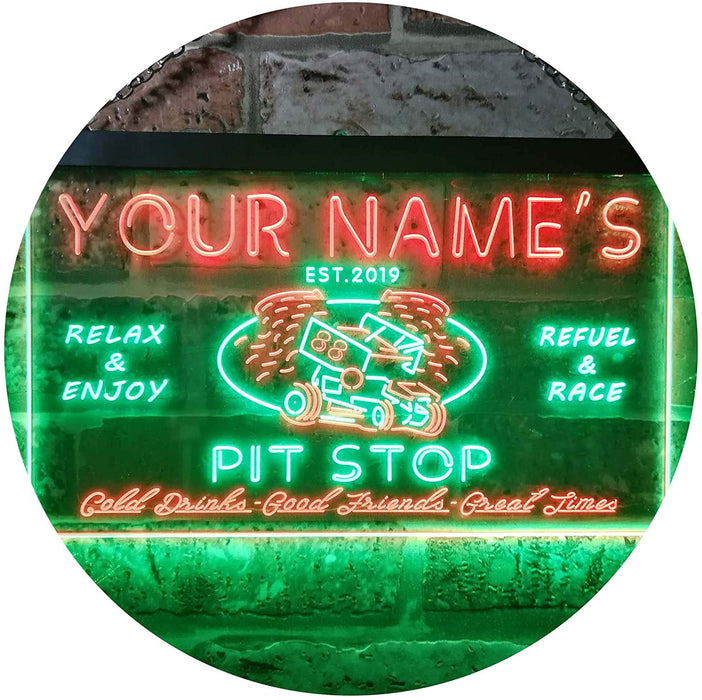 Personalized Car Racing Beer Pit Stop Bar LED Light Sign - Way Up Gifts