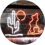 Cactus Moon Wolf LED Light Sign - LED Gift Works