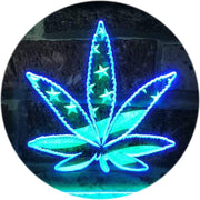 Marijuana Leaf USA Flag LED Light Sign - LED Gift Works
