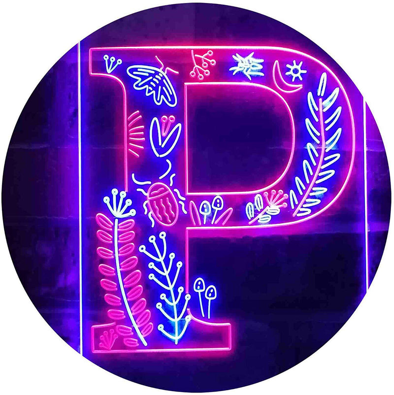 Family Name Letter P Monogram Initial LED Light Sign - LED Gift Works