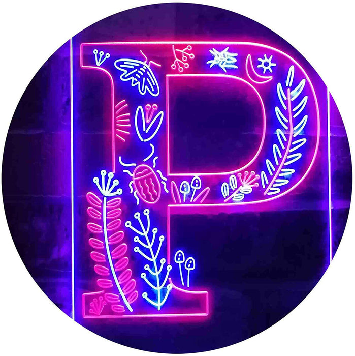 Family Name Letter P Monogram Initial LED Light Sign - Way Up Gifts