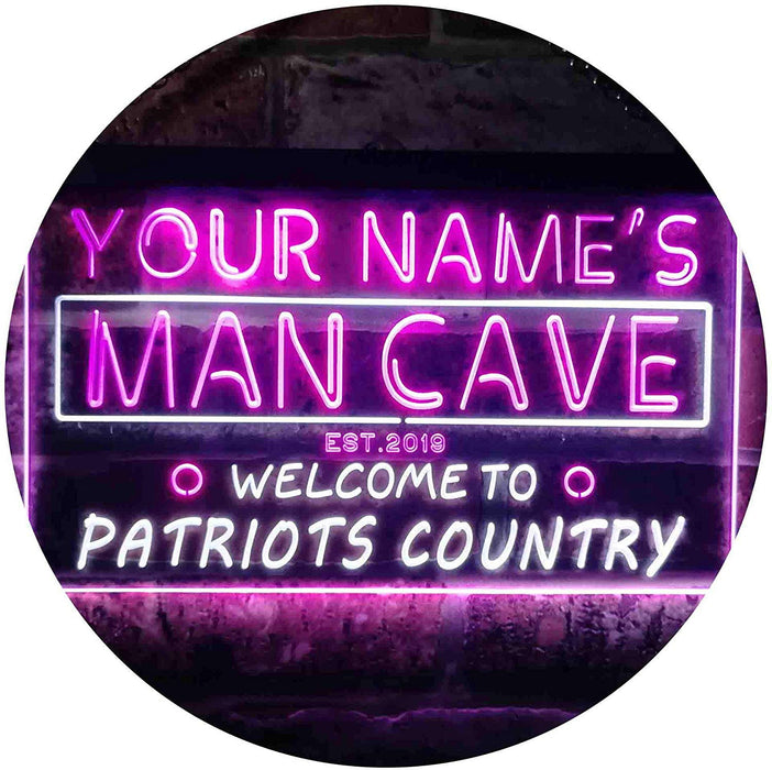 Personalized Patriots Country Man Cave LED Light Sign - Way Up Gifts