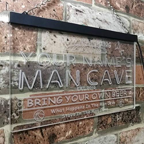 Personalized Sports Basketball Theme Man Cave LED Light Sign - Way Up Gifts