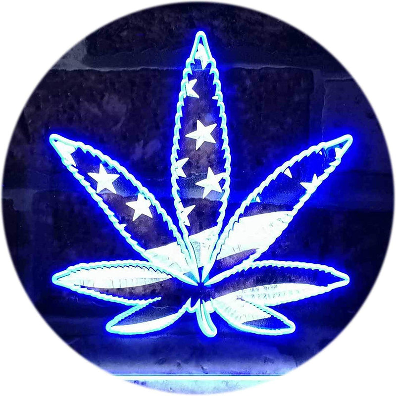Marijuana Leaf USA Flag LED Light Sign - LED Gift Works