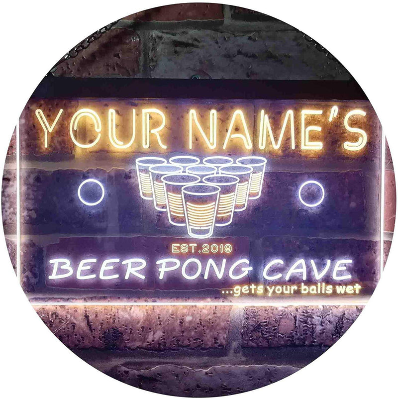 Personalized Beer Pong Man Cave LED Light Sign - LED Gift Works