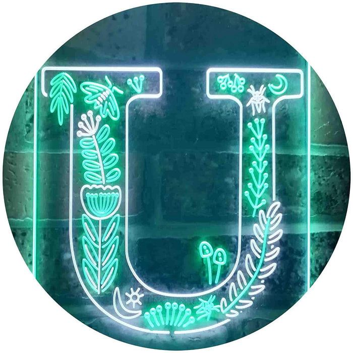 Family Name Letter U Monogram Initial LED Light Sign - Way Up Gifts