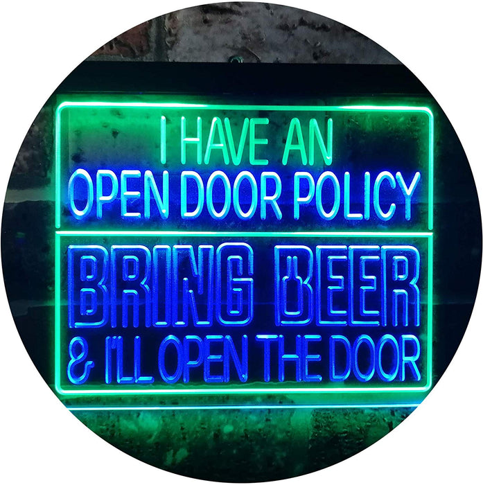 Open Door Policy Bring Beer Open Door LED Light Sign - Way Up Gifts