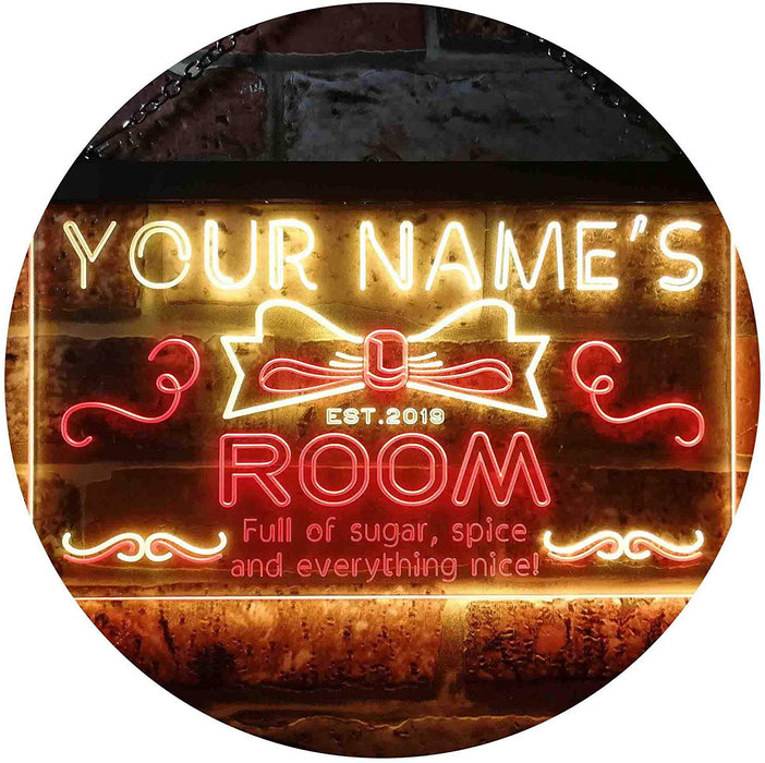 Personalized Sugar Spice Everything Nice Girl Room Decor LED Light Sign - Way Up Gifts