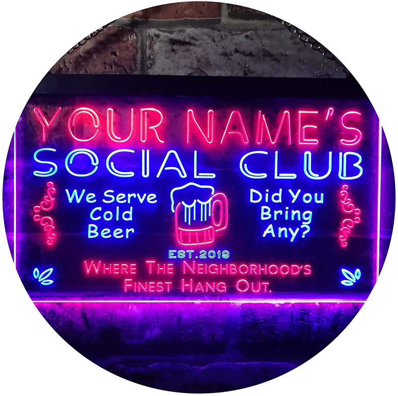 Personalized Social Club LED Light Sign - LED Gift Works