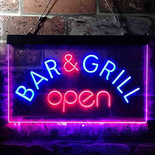 Bar & Grill Restaurant Open LED Light Sign - Way Up Gifts