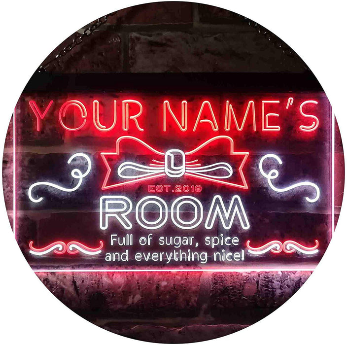 Personalized Sugar Spice Everything Nice Girl Room Decor LED Light Sign - Way Up Gifts