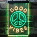 Good Vibes Peace Hippie Bedroom Decor LED Light Sign - Way Up Gifts