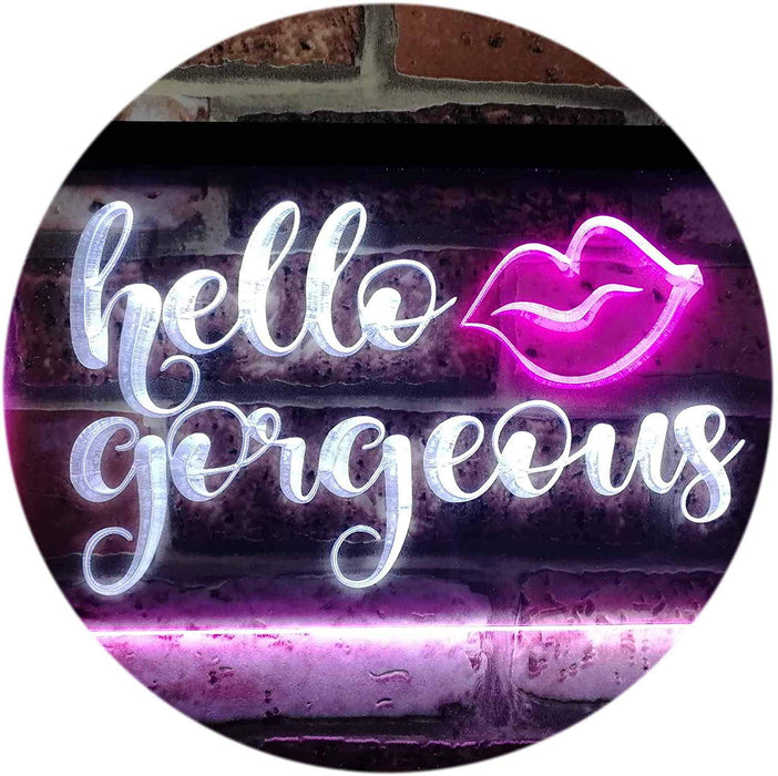 Lips Hello Gorgeous LED Light Sign - Way Up Gifts