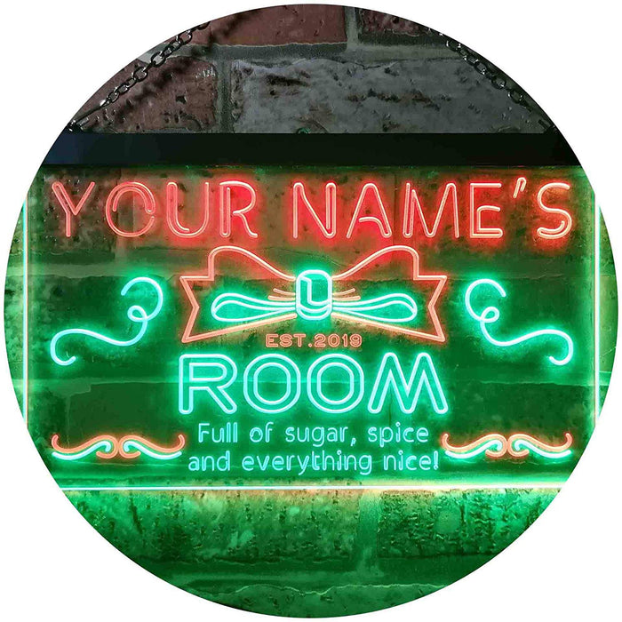 Personalized Sugar Spice Everything Nice Girl Room Decor LED Light Sign - Way Up Gifts