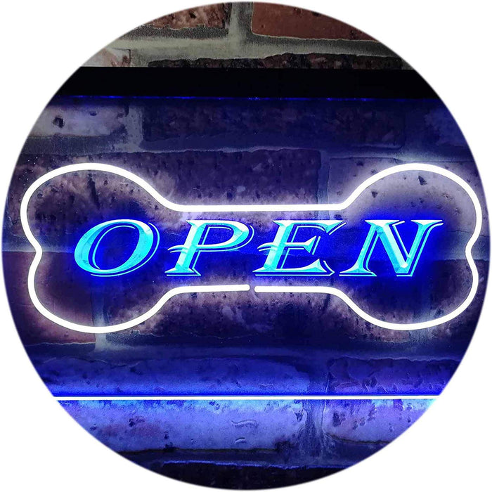Open Dog Bone Grooming Pet Shop LED Light Sign - Way Up Gifts