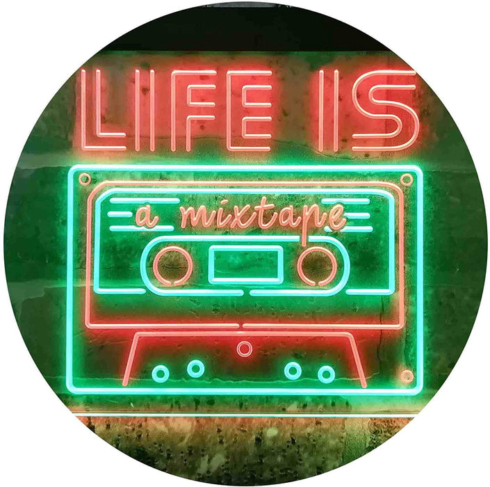 Life is a Mixtape Quotes Bedroom Decor LED Light Sign - Way Up Gifts