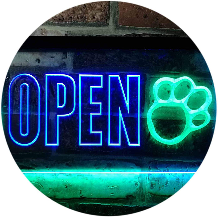 Open Paw Print Dog Grooming LED Light Sign - Way Up Gifts