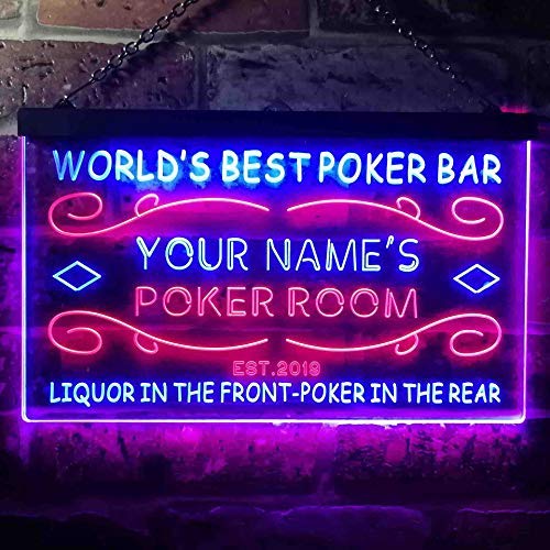 Personalized Poker Room Bar LED Light Sign - Way Up Gifts
