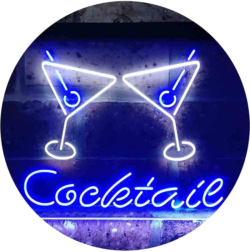 Cocktail Glasses Bar LED Light Sign - LED Gift Works