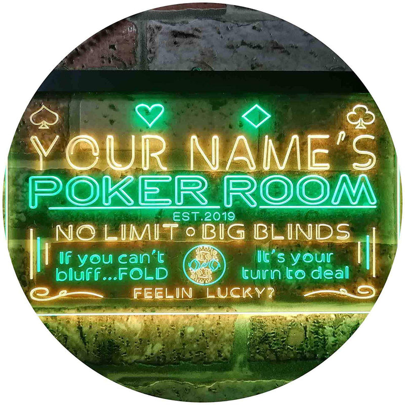 Personalized Poker Room LED Light Sign - LED Gift Works