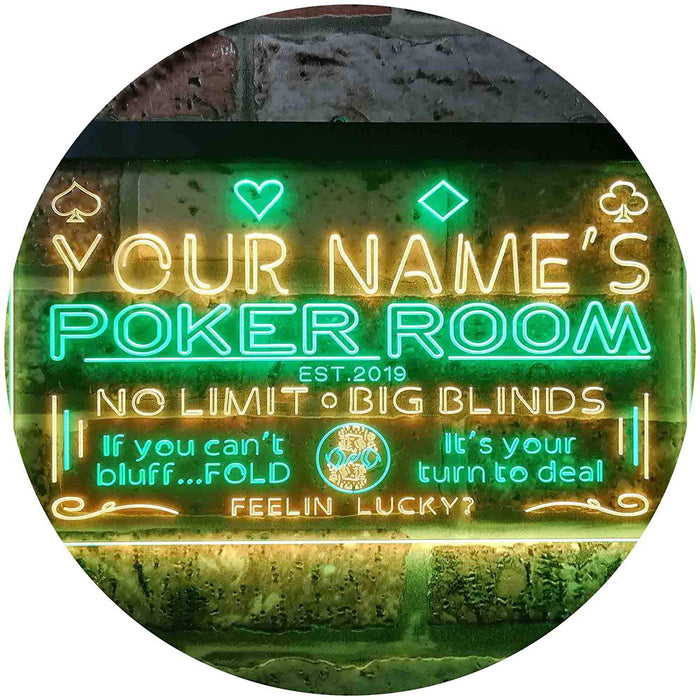 Personalized Poker Room LED Light Sign - Way Up Gifts