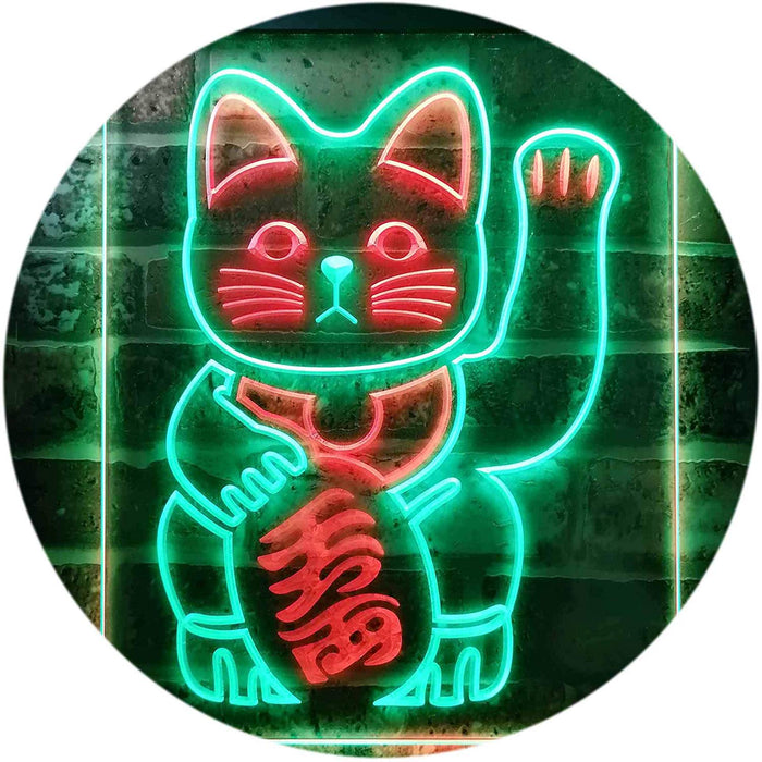 Maneki Neko Lucky Cat Welcome Japan LED Light Sign - Way Up Gifts