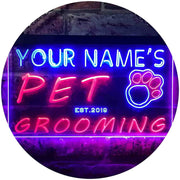 Personalized Paw Print Pet Grooming LED Light Sign - LED Gift Works