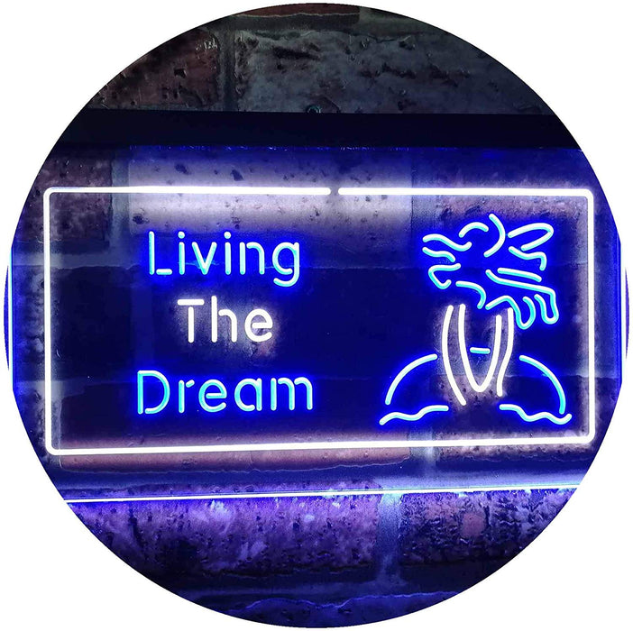 Paradise Island Living The Dream LED Light Sign - Way Up Gifts