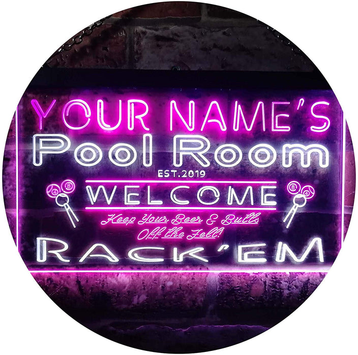 Personalized Billiards Pool Room LED Light Sign - Way Up Gifts