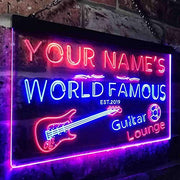 Personalized Guitar Lounge Music Room Studio LED Light Sign - LED Gift Works