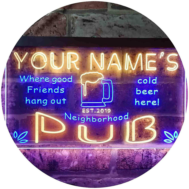 Personalized Neighborhood Pub Bar LED Light Sign - LED Gift Works