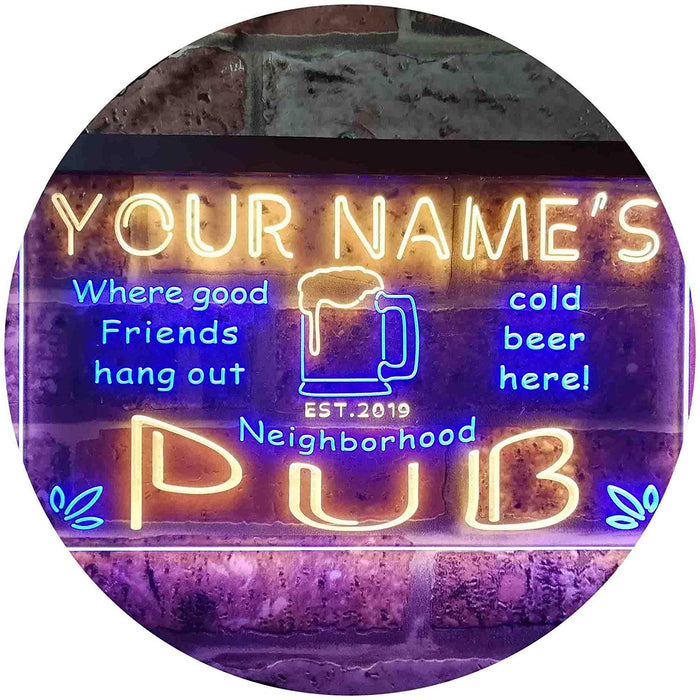 Personalized Neighborhood Pub Bar LED Light Sign - Way Up Gifts