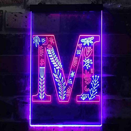 Family Name Letter M Initial Monogram LED Light Sign - LED Gift Works