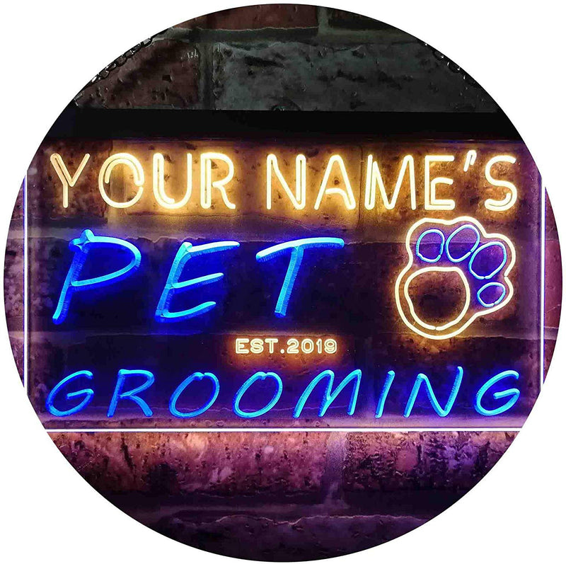 Personalized Paw Print Pet Grooming LED Light Sign - LED Gift Works