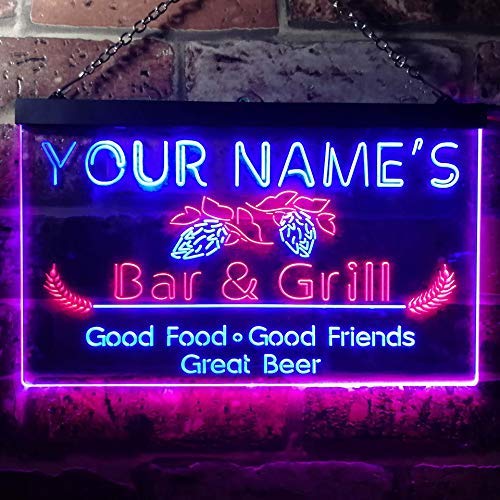 Personalized Bar & Grill LED Light Sign - Way Up Gifts