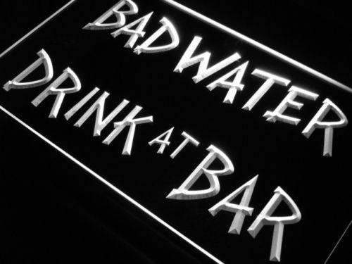 Bad Water Drink at Bar LED Light Sign - Way Up Gifts