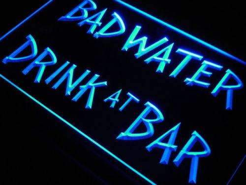 Bad Water Drink at Bar LED Light Sign - Way Up Gifts