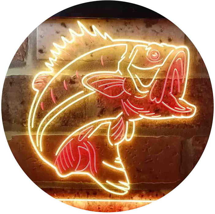 Bass Fish Cabin Decor Fishing Bait Store LED Light Sign - Way Up Gifts