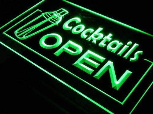 Bar Cocktails Open LED Light Sign - Way Up Gifts